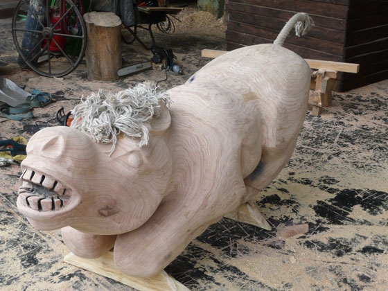 Holz Skulptur Esel